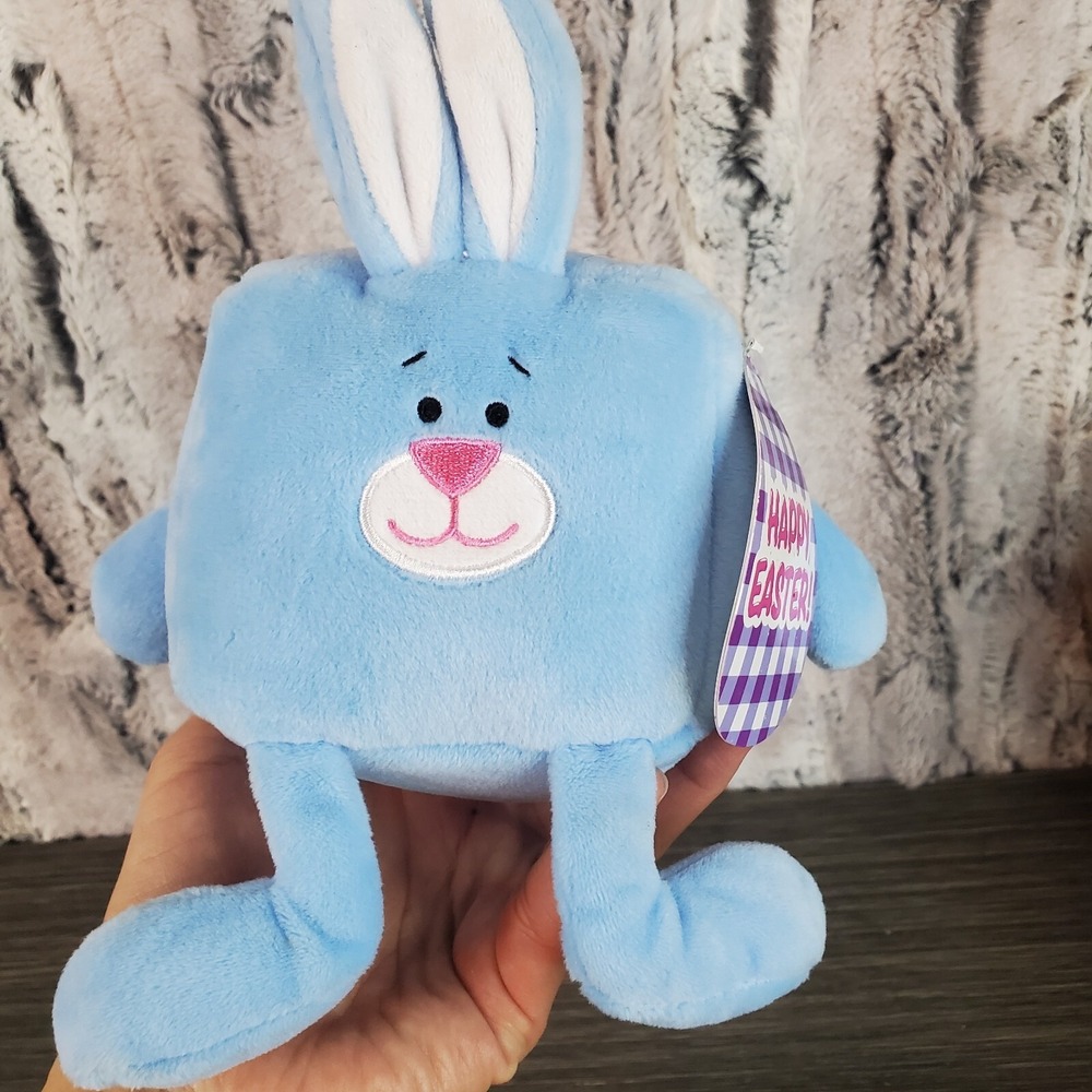 Blue Square Plush Easter Bunny Rabbit Commonwealth Cube Shaped Stuffed Animal‎